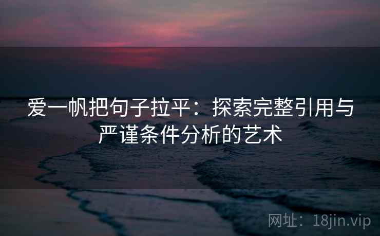 爱一帆把句子拉平：探索完整引用与严谨条件分析的艺术