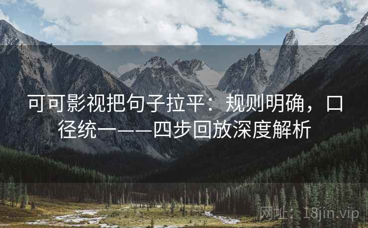 可可影视把句子拉平：规则明确，口径统一——四步回放深度解析